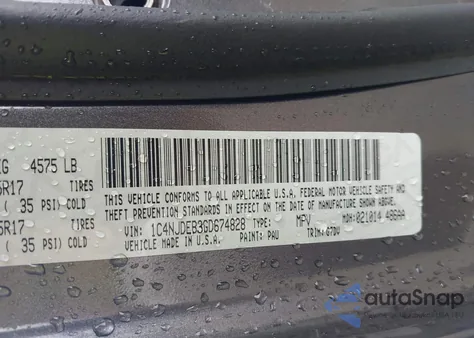2016 Jeep Compass Latitude from USA, damaged, VIN 1C4NJDEB3GD674828